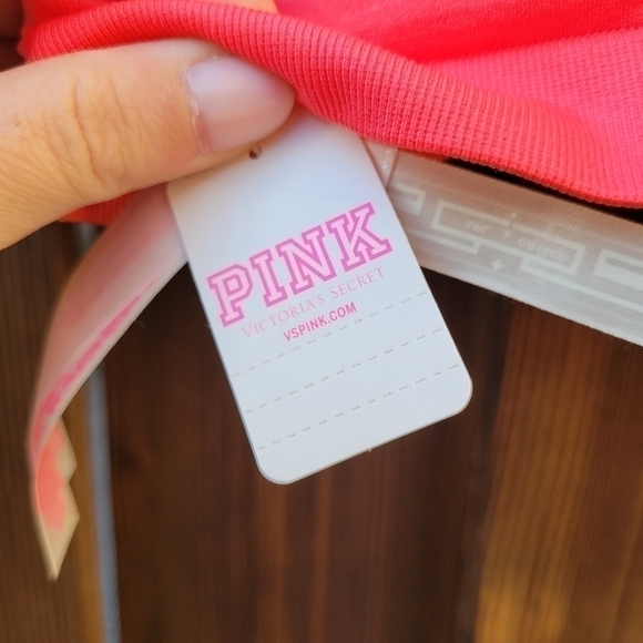 NWT Victoria's Secret Pink bralette XS coral pink floral lace vneck - Picture 6 of 10